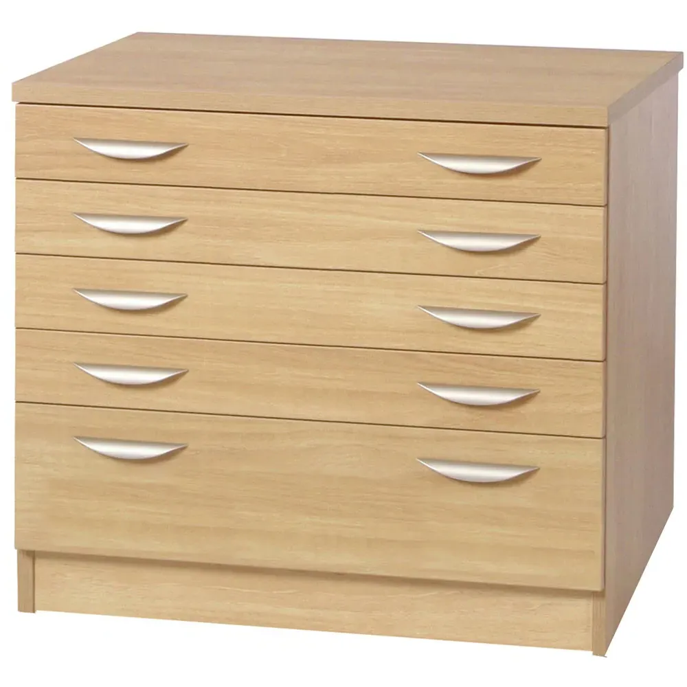 5 Drawer A2 Plan Chest of Drawers - Brown