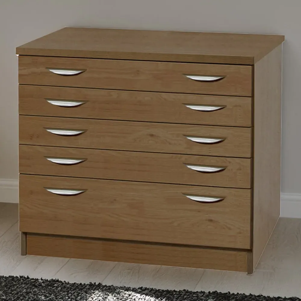 5 Drawer A2 Plan Chest of Drawers - Brown image
