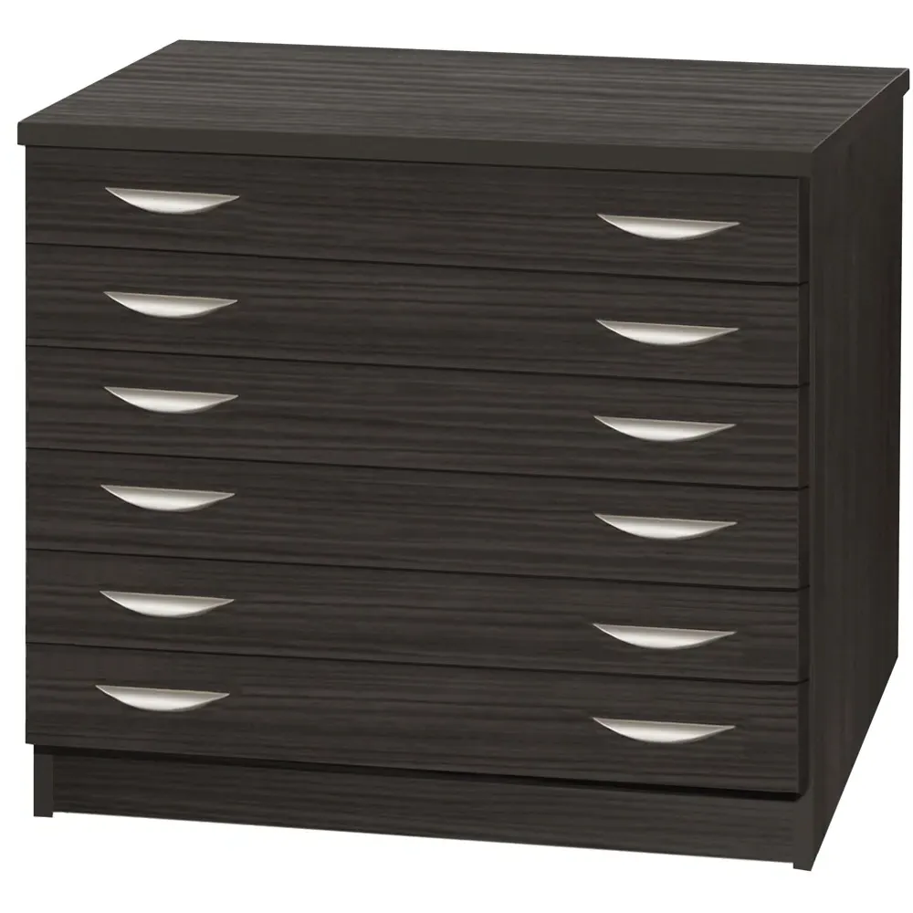 6 Drawer A2 Plan Chest of Drawers - Black