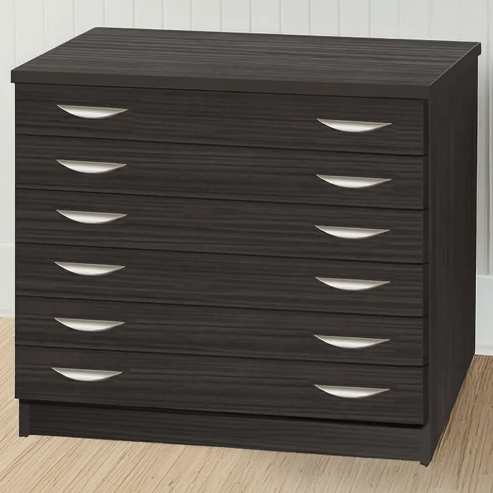 6 Drawer A2 Plan Chest of Drawers - Black