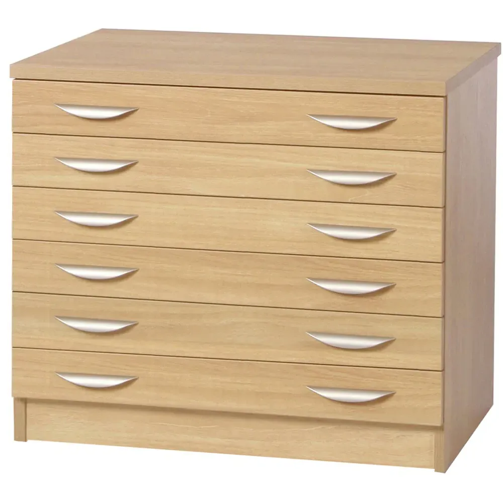 6 Drawer A2 Plan Chest of Drawers - Brown