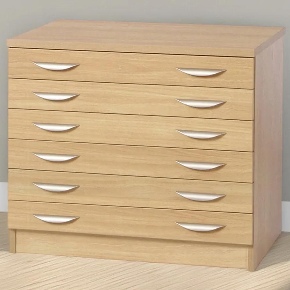 6 Drawer A2 Plan Chest of Drawers - Brown