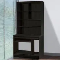 6 Shelf Computer Desk with Hutch - Black