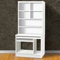 6 Shelf Computer Desk with Hutch - White