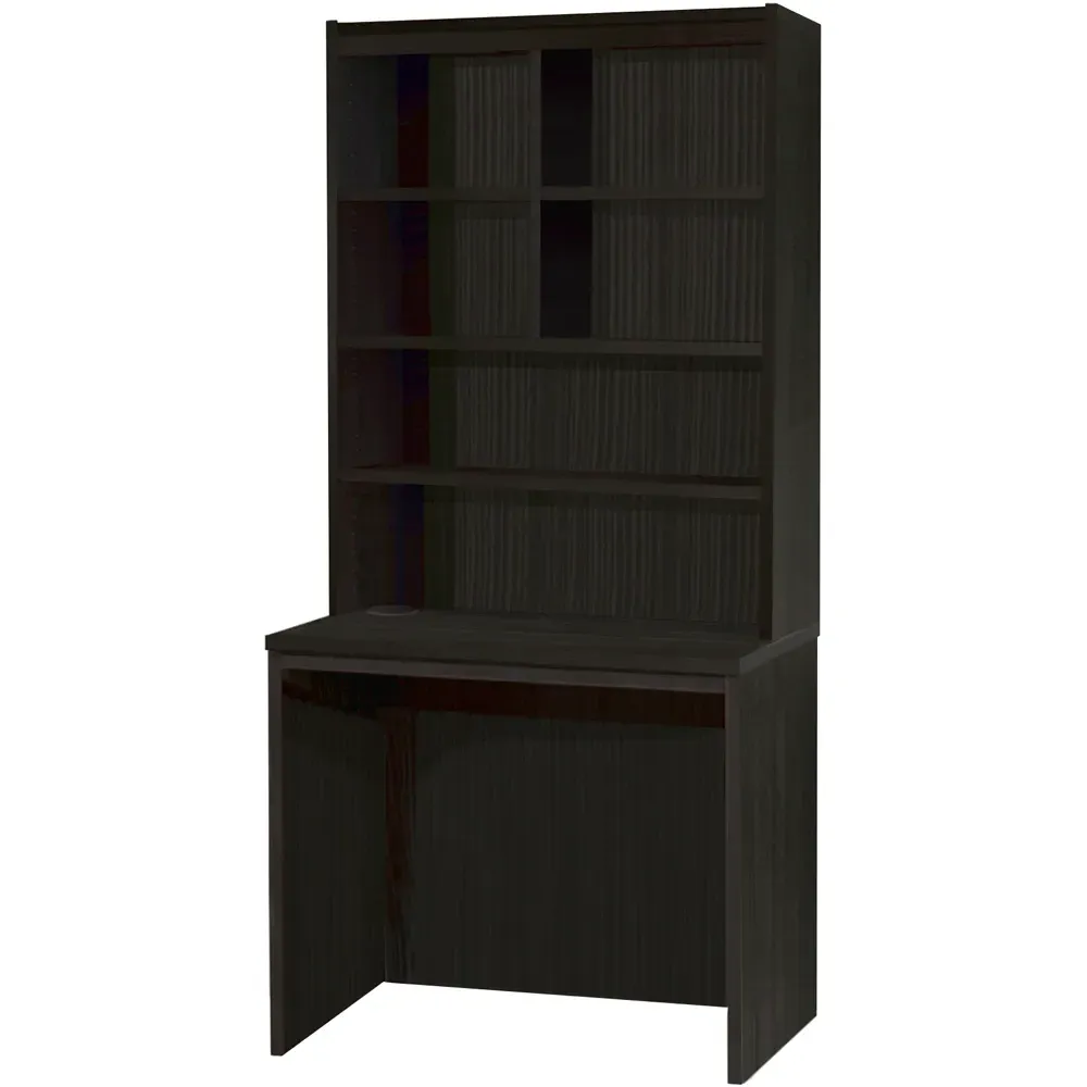 6 Shelf Desk with Hutch - Black