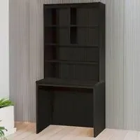 6 Shelf Desk with Hutch - Black