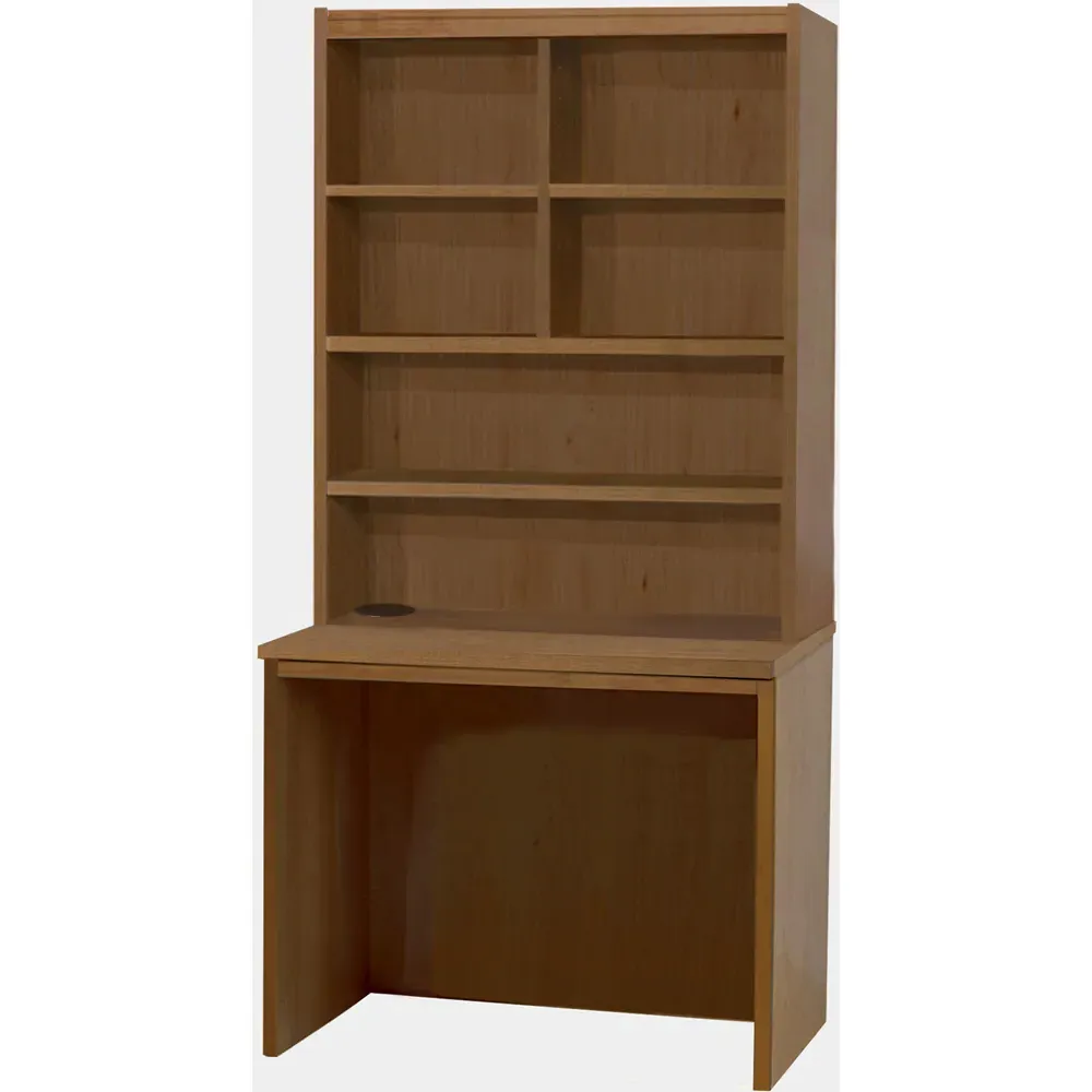 6 Shelf Desk with Hutch - Brown