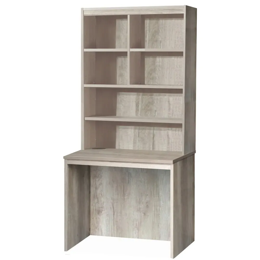 6 Shelf Desk with Hutch - Grey