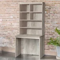 6 Shelf Desk with Hutch - Grey