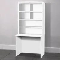 6 Shelf Desk with Hutch - White