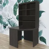 Corner 6 Shelf Computer Desk with Hutch - Black