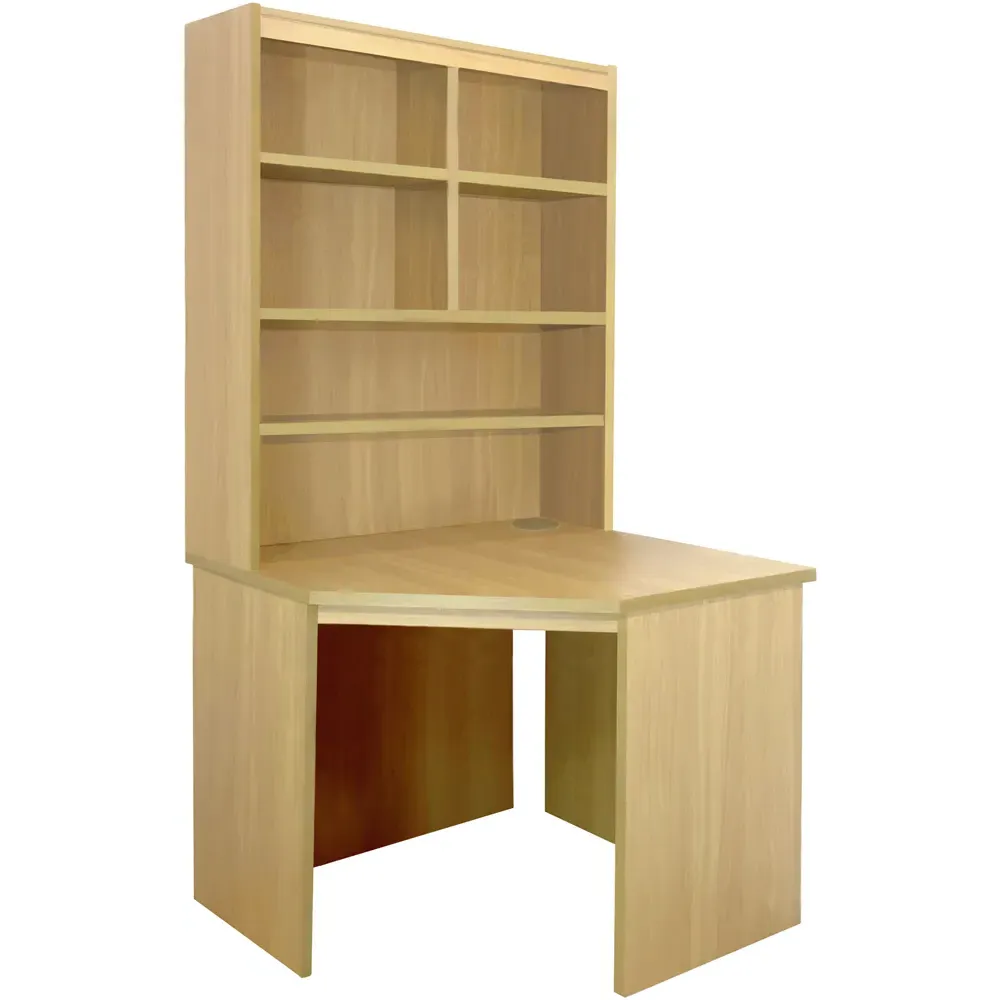 Corner 6 Shelf Computer Desk with Hutch - Brown