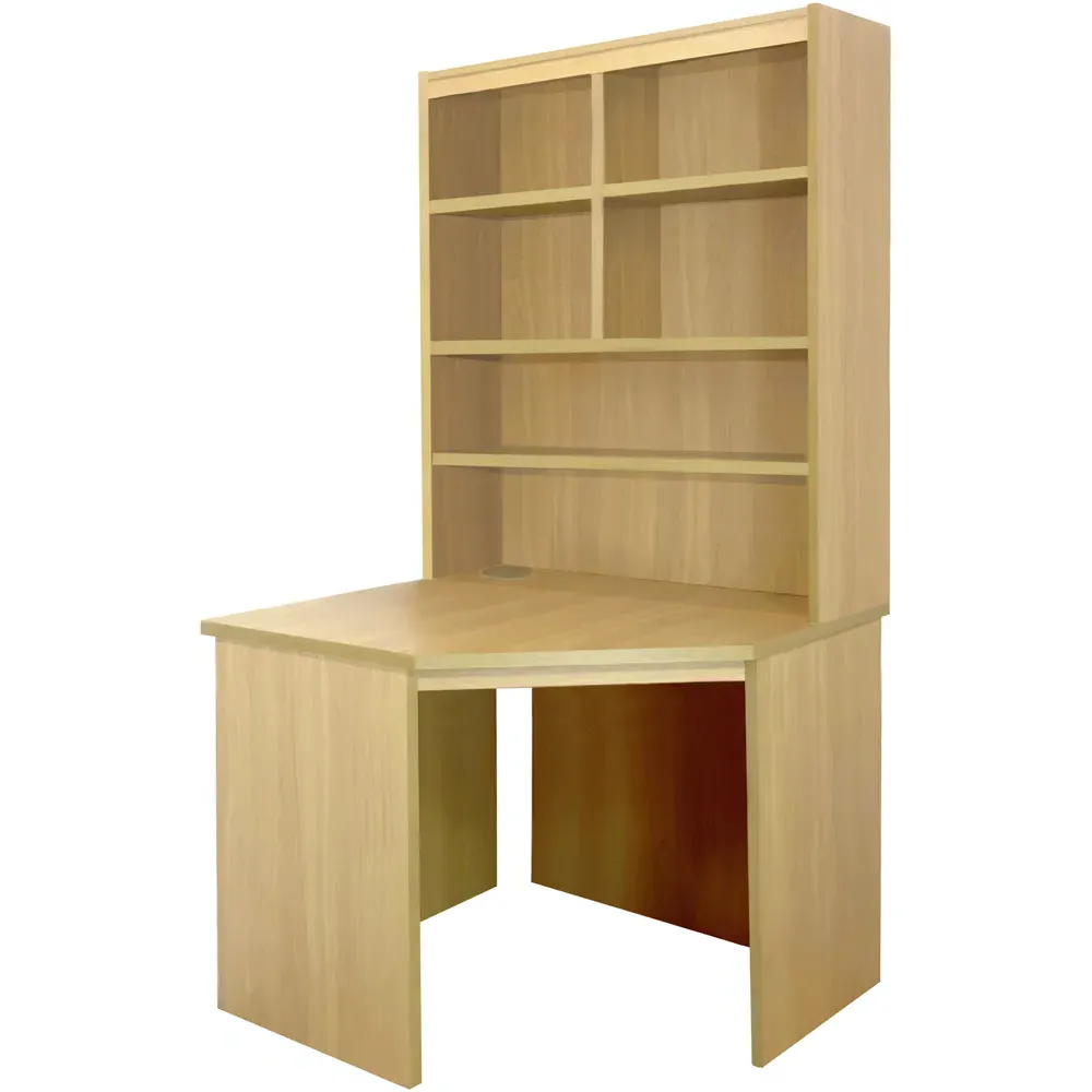 Corner 6 Shelf Computer Desk with Hutch - Brown
