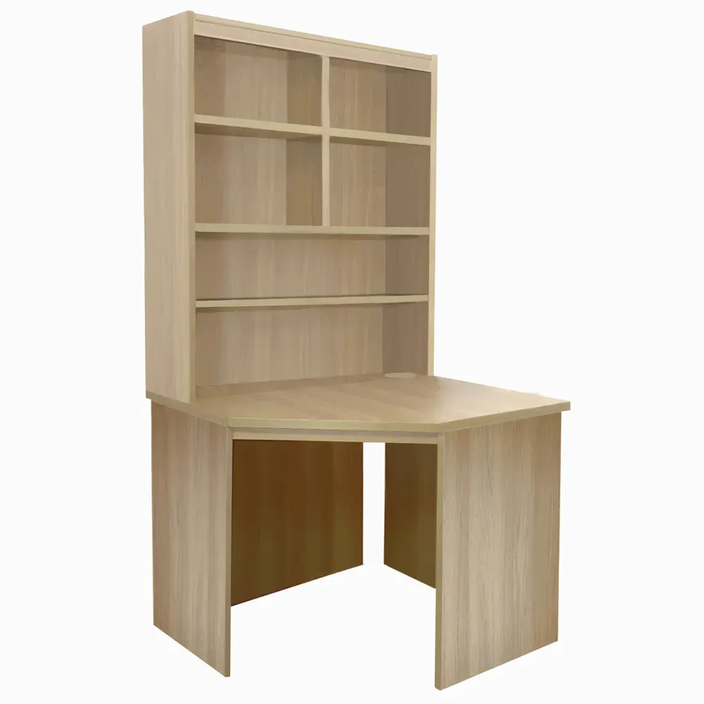 Corner 6 Shelf Computer Desk with Hutch - Brown