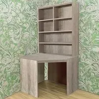 Corner 6 Shelf Computer Desk with Hutch - Grey