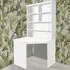 Corner 6 Shelf Computer Desk with Hutch - White