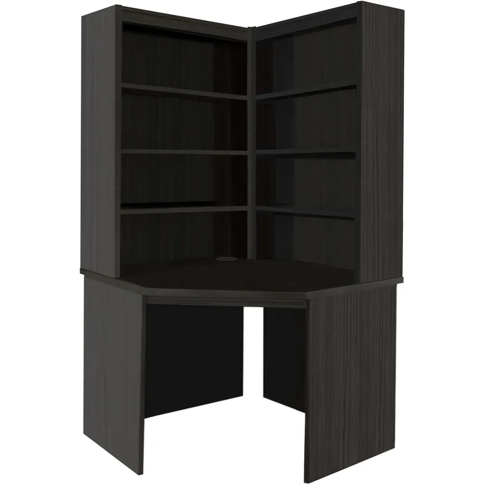 Corner 8 Shelf Computer Desk with Hutch Set - Black
