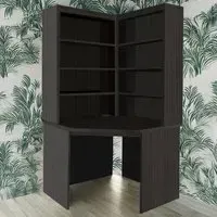 Corner 8 Shelf Computer Desk with Hutch Set - Black