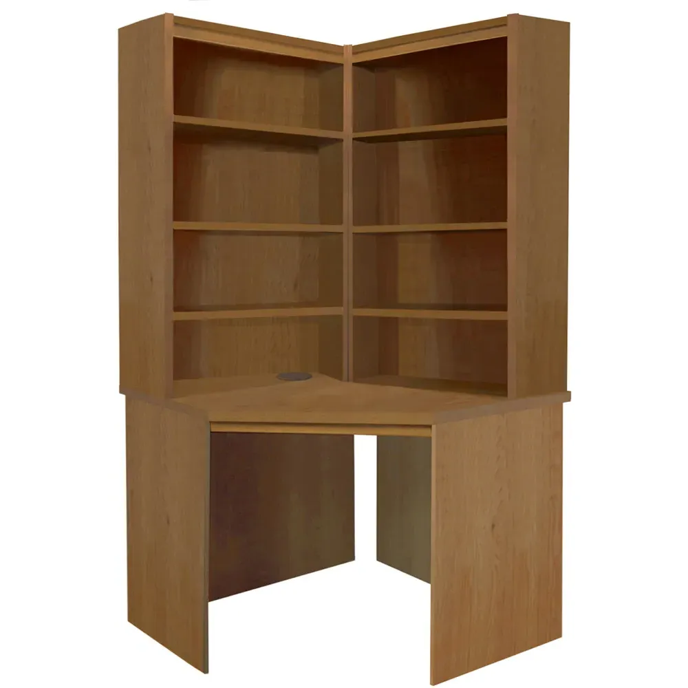 Corner 8 Shelf Computer Desk with Hutch Set - Brown