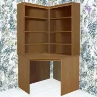 Corner 8 Shelf Computer Desk with Hutch Set - Brown