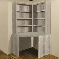 Corner 8 Shelf Computer Desk with Hutch Set - Grey