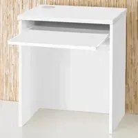 R White Cabinets Small Laptop Desk with Keyboard Tray - White