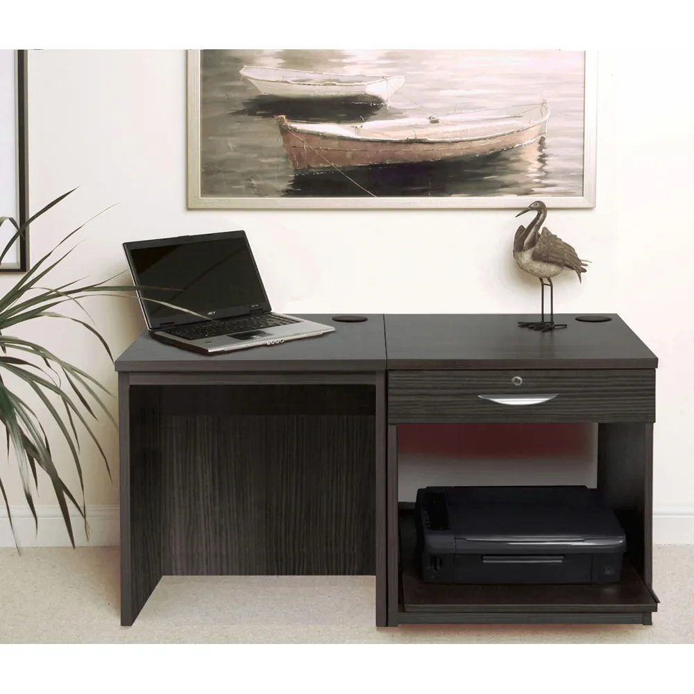 Set-01 3 Drawer Desk with Printer Shelf - Black