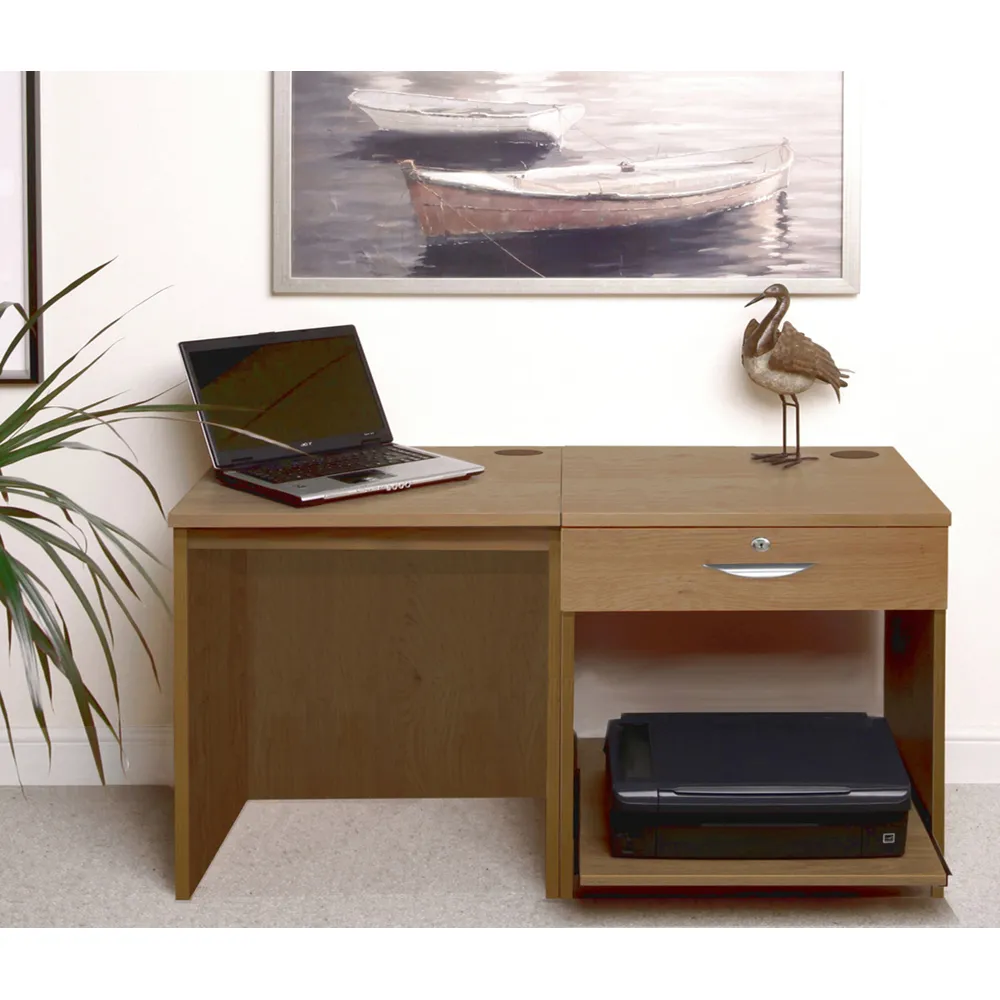 Set-01 3 Drawer Desk with Printer Shelf - Dark Brown