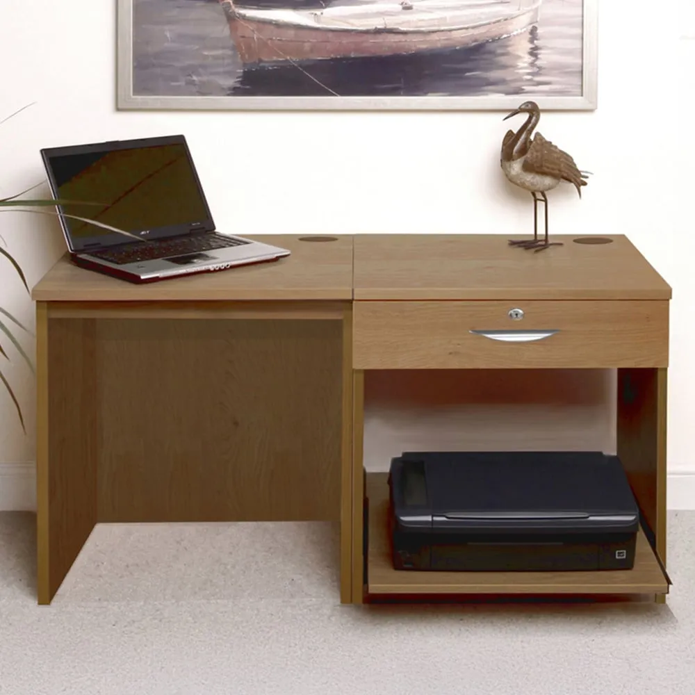 Set-01 3 Drawer Desk with Printer Shelf - Dark Brown