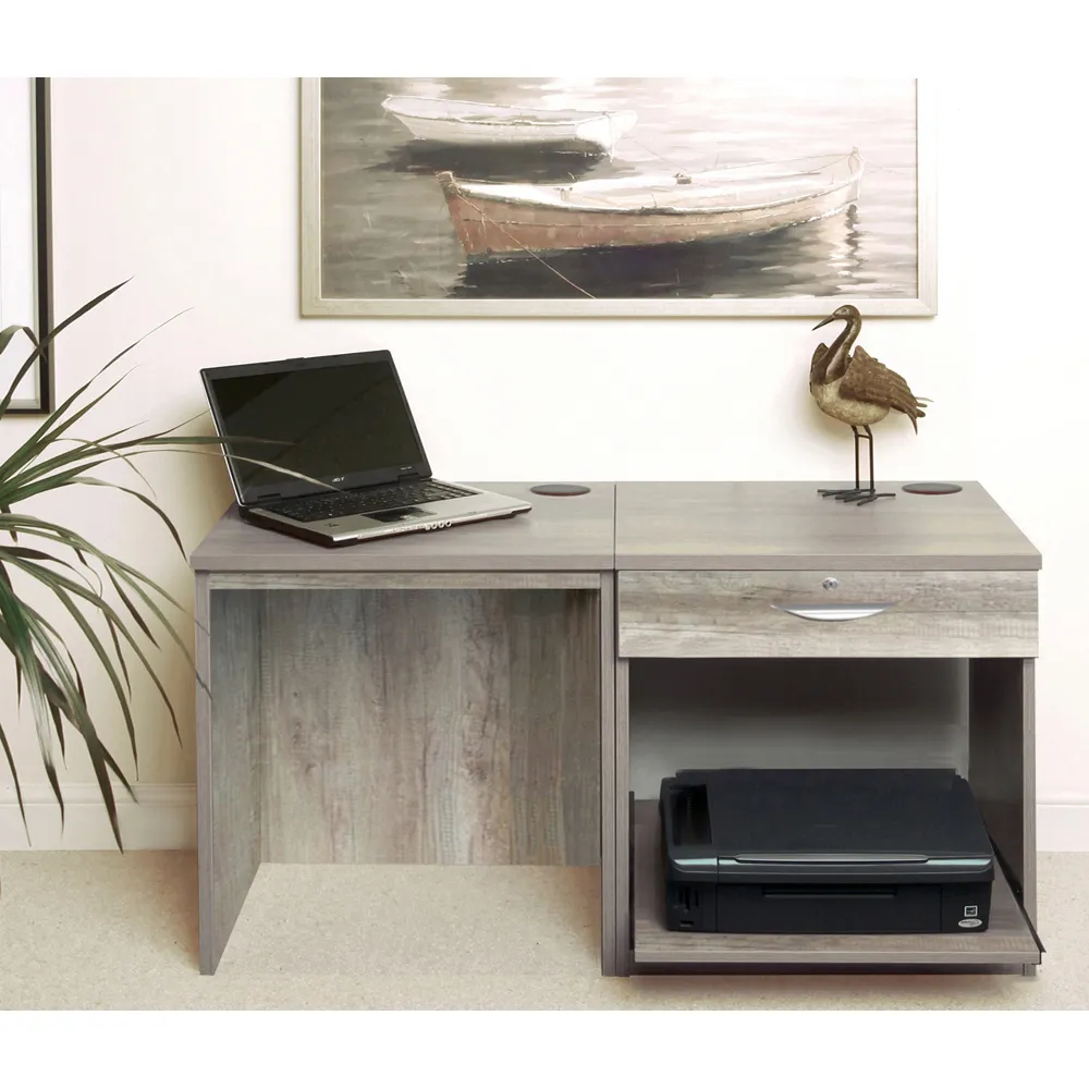 Set-01 3 Drawer Desk with Printer Shelf - Grey