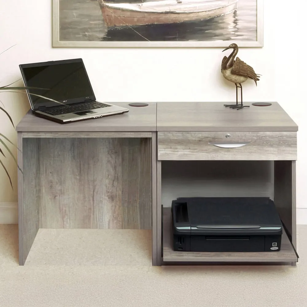 Set-01 3 Drawer Desk with Printer Shelf - Grey