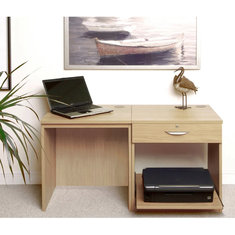 Set-01 3 Drawer Desk with Printer Shelf - Light Brown