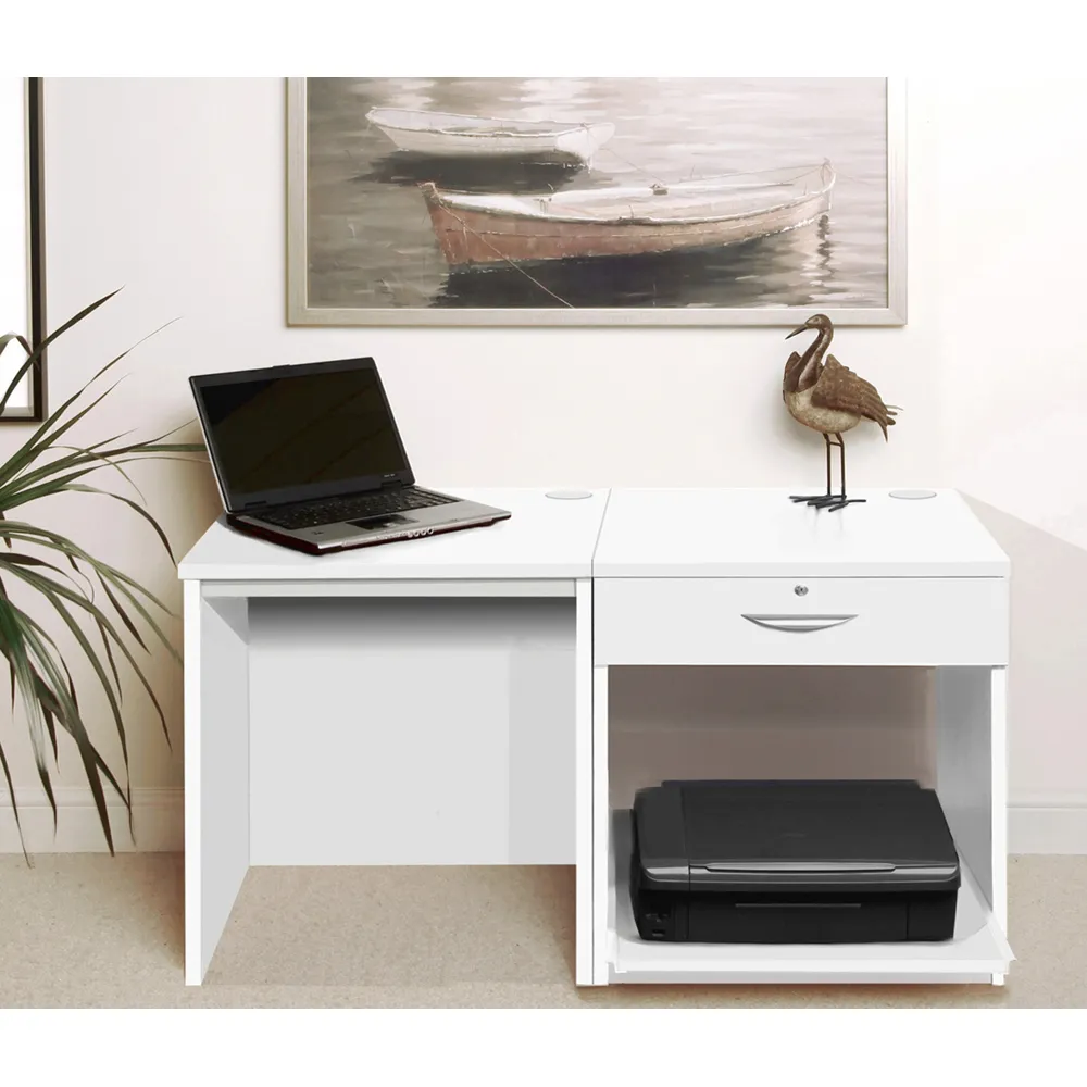 Set-01 3 Drawer Desk with Printer Shelf - White