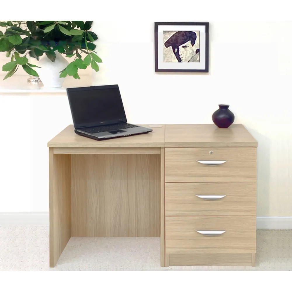 Set-03 3 Drawer Desk - Brown