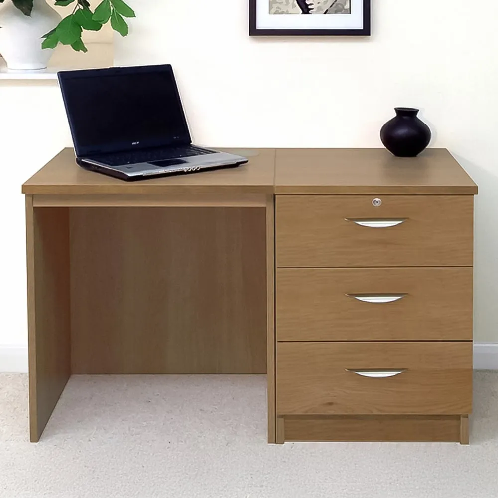 Set-03 3 Drawer Desk - Brown