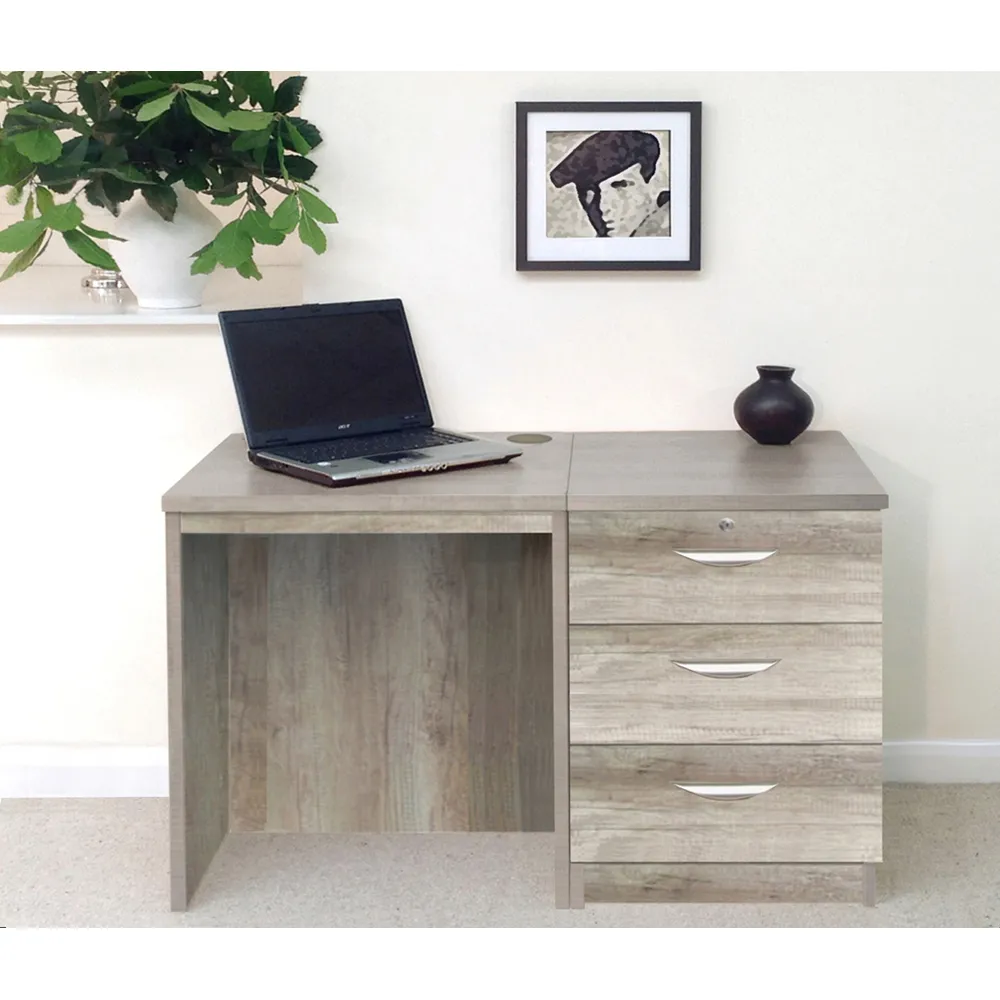 Set-03 3 Drawer Desk - Grey