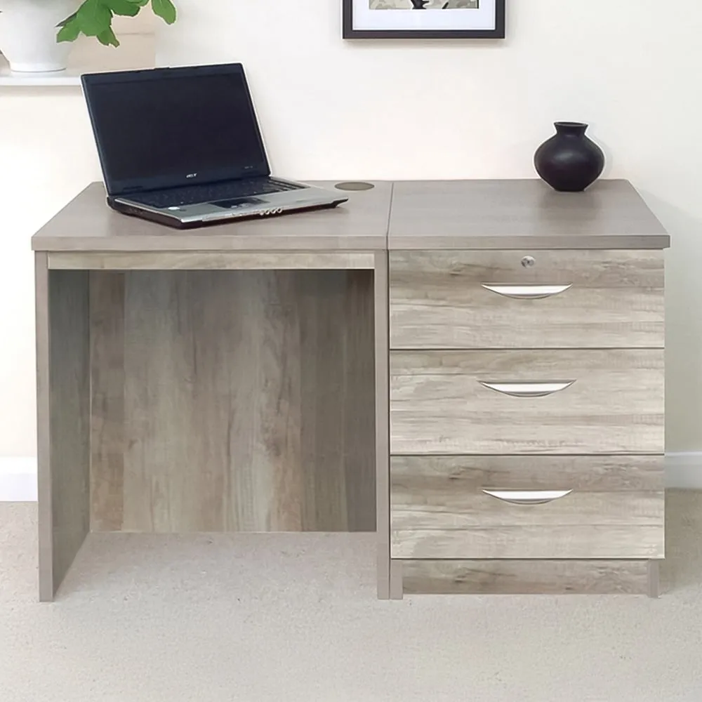 Set-03 3 Drawer Desk - Grey