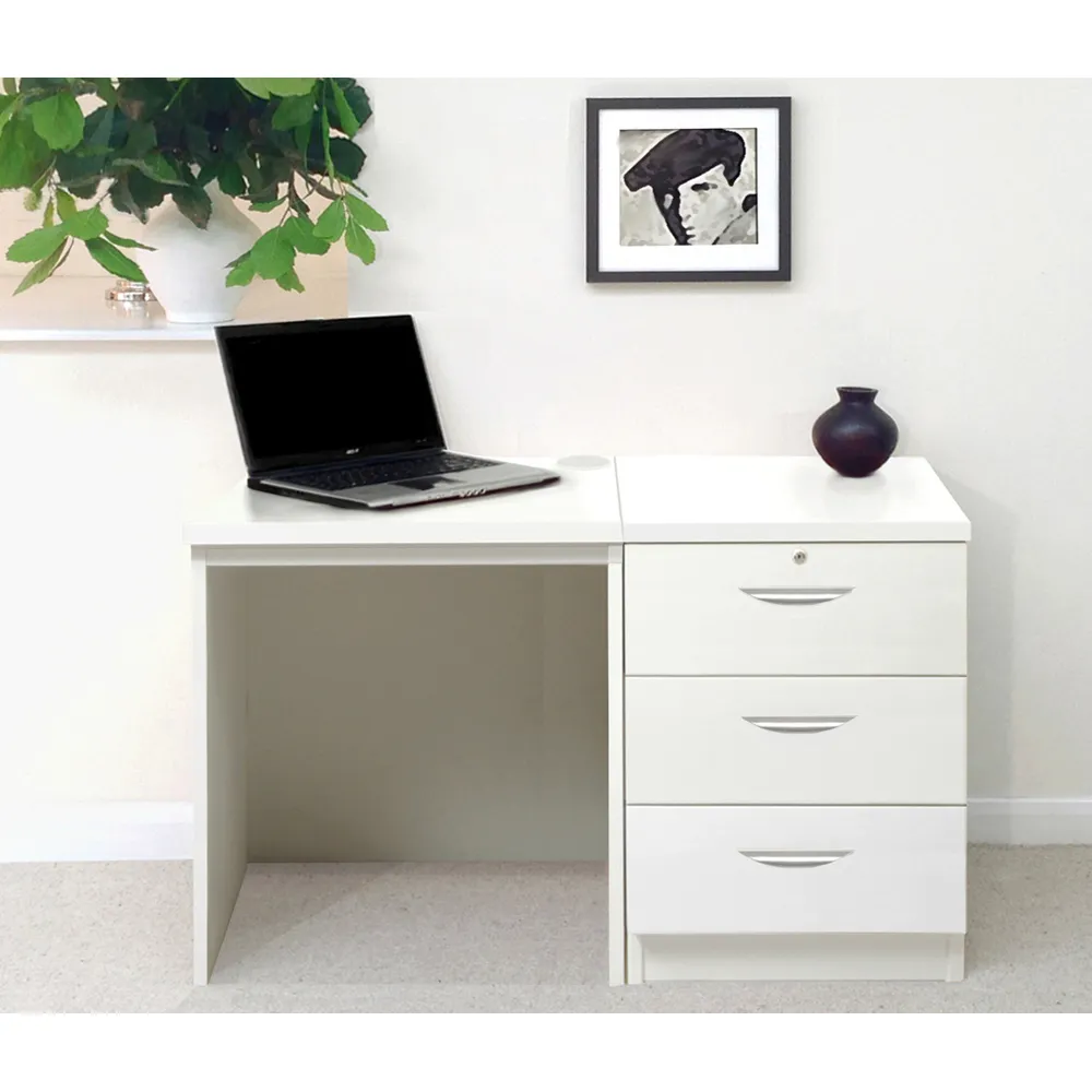 Set-03 3 Drawer Desk - White