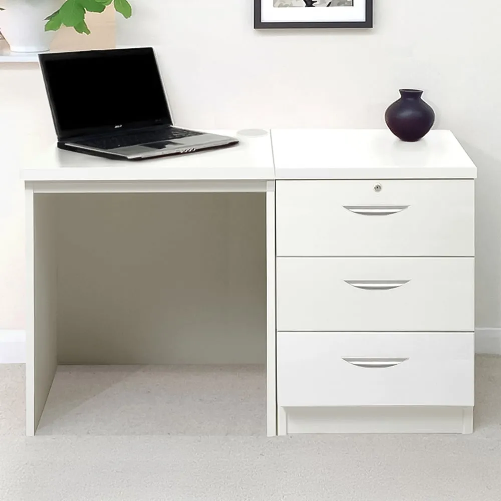 Set-03 3 Drawer Desk - White