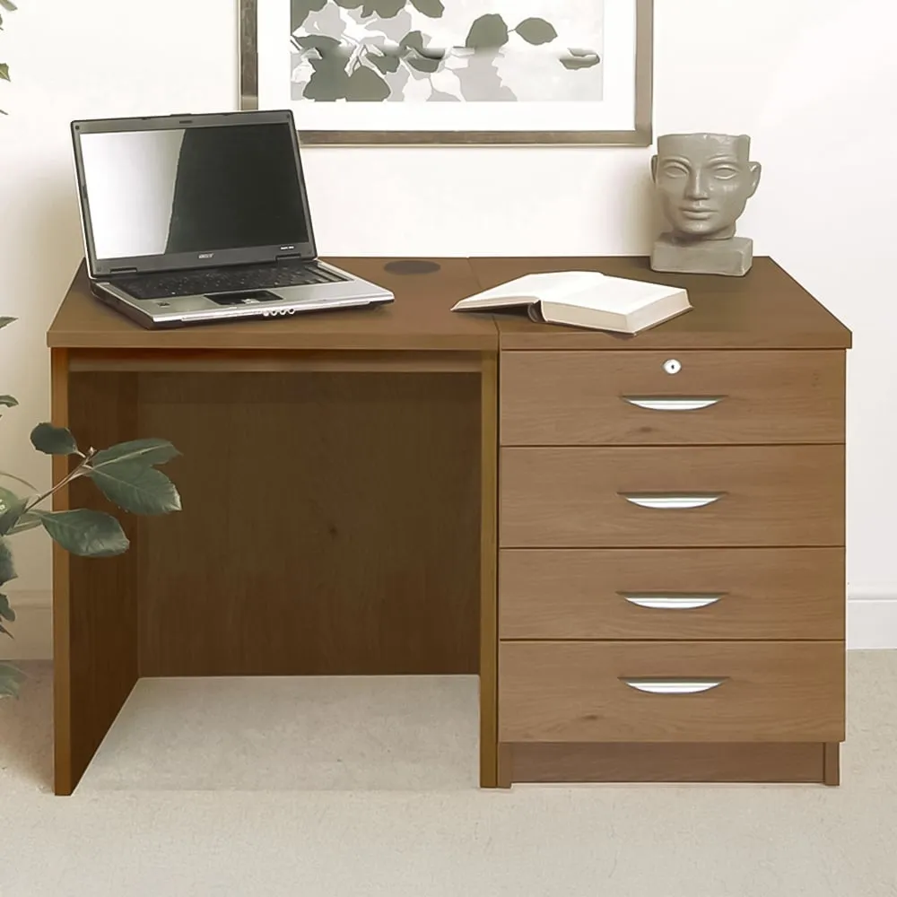 Set-05 4 Drawer Desk - Dark Brown, MFC