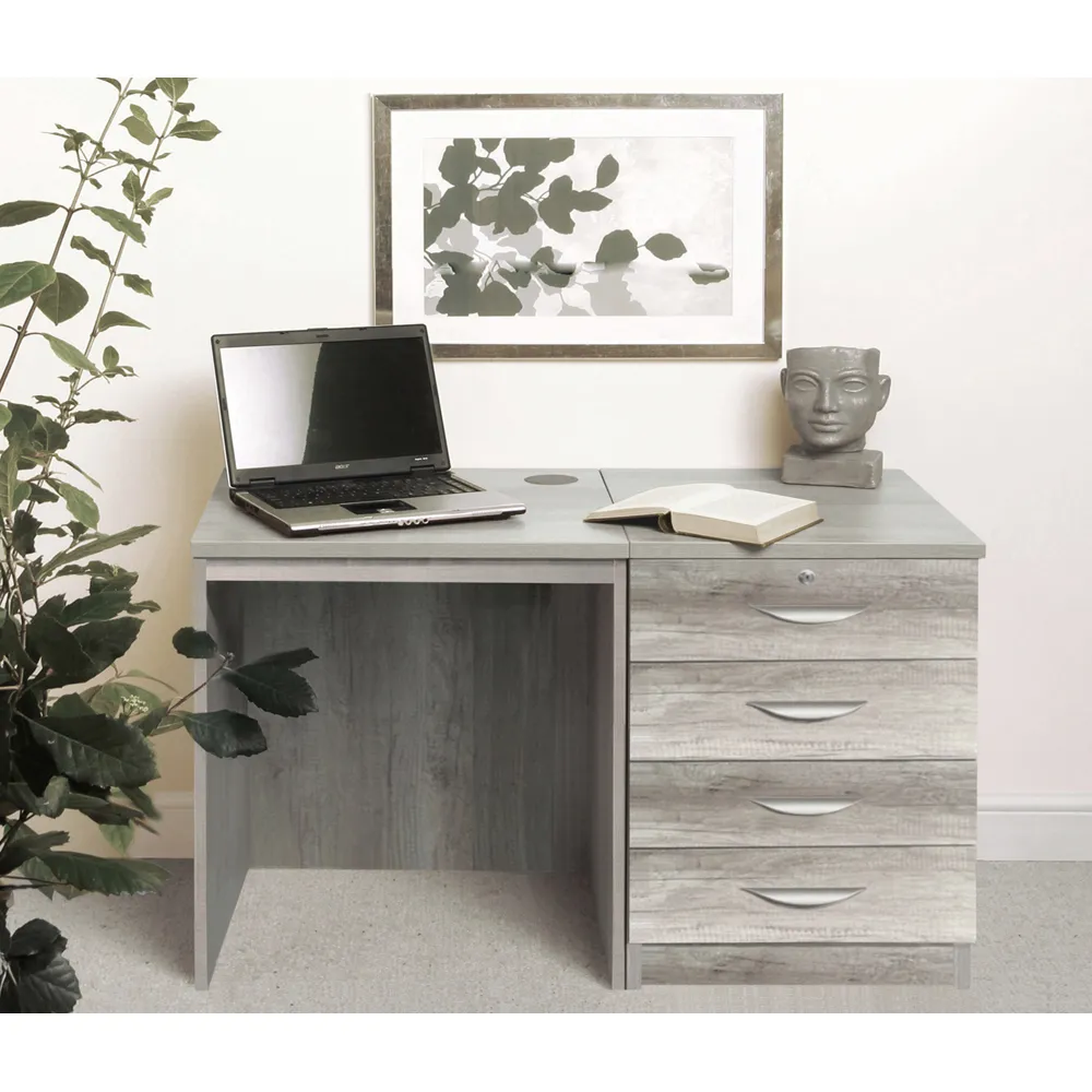 Set-05 4 Drawer Desk - Grey, MFC