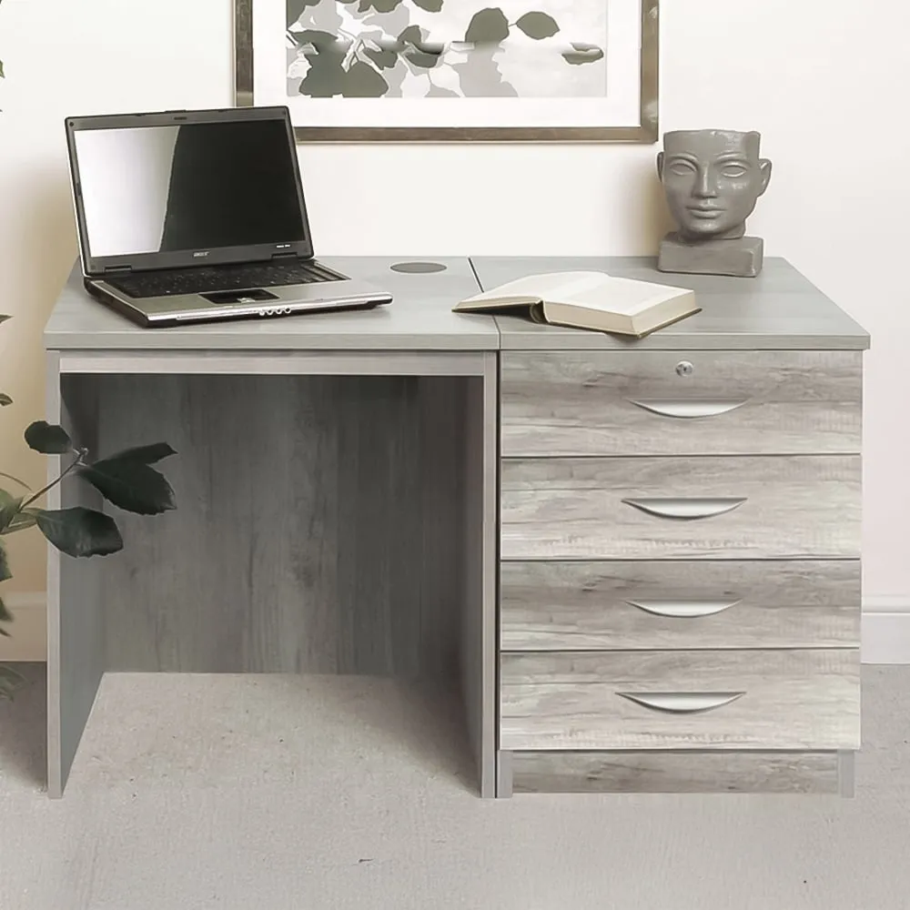 Set-05 4 Drawer Desk - Grey, MFC