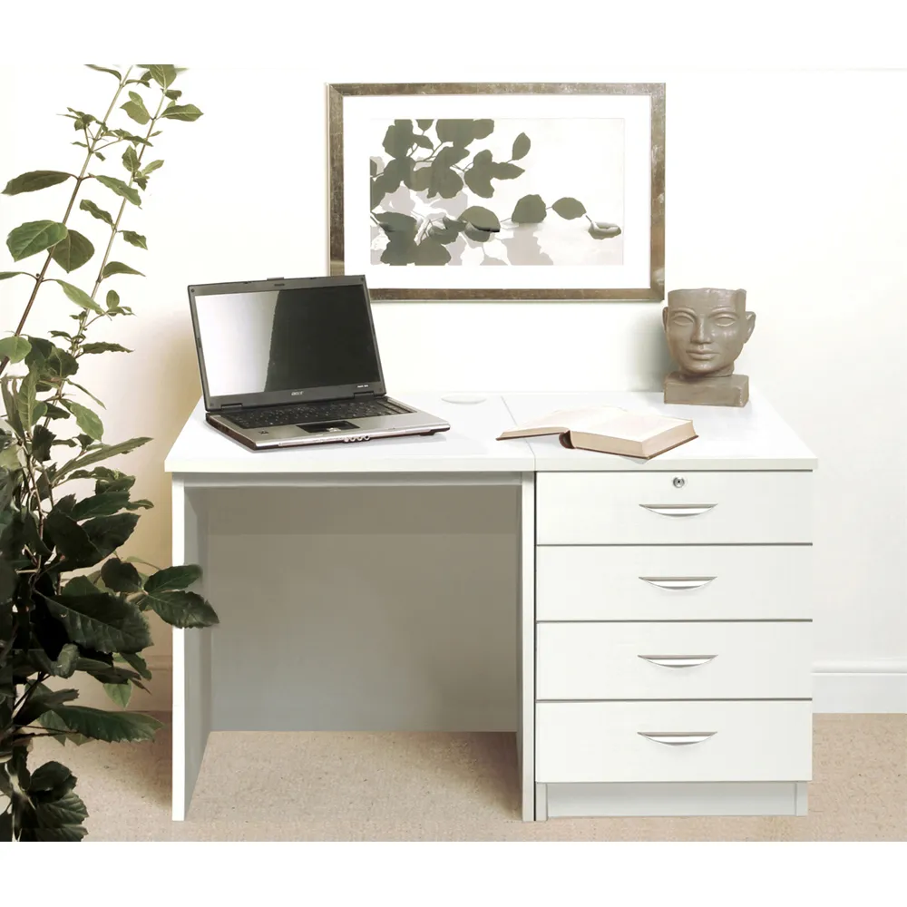 Set-05 4 Drawer Desk - White, MFC