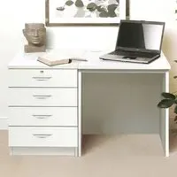 Set-05 4 Drawer Desk - White, MFC