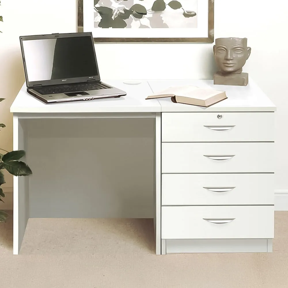 Set-05 4 Drawer Desk - White, MFC