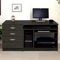 Set-06 2 Drawer Computer Desk with Cabinet - Black