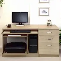 Set-06 2 Drawer Computer Desk with Cabinet - Brown