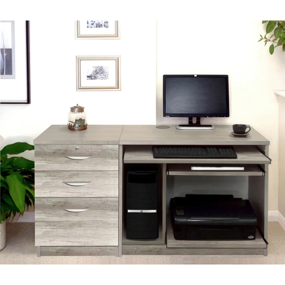 Set-06 2 Drawer Computer Desk with Cabinet - Grey