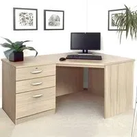 Set-07 Corner Desk with 2 Drawer Cabinet - Brown