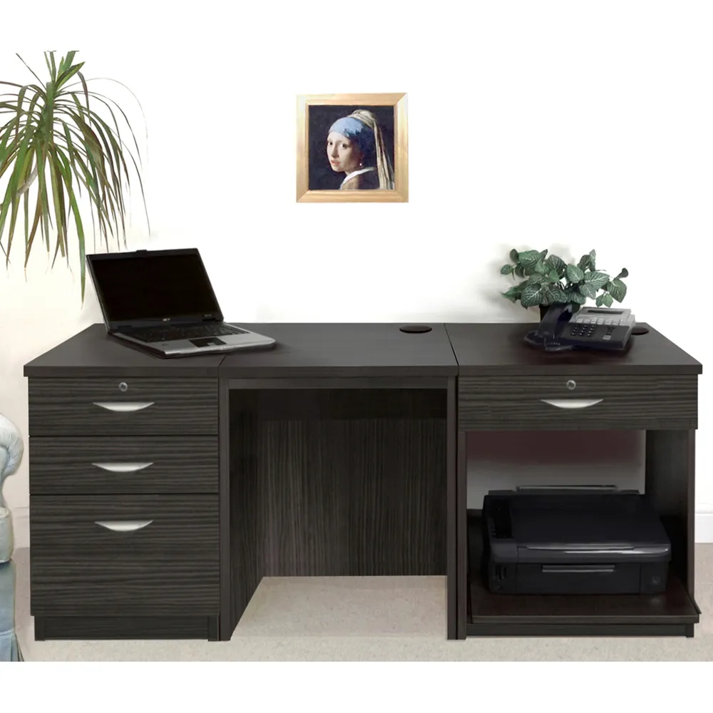 Set-08 4 Drawer Desk with Printer Shelf - Black